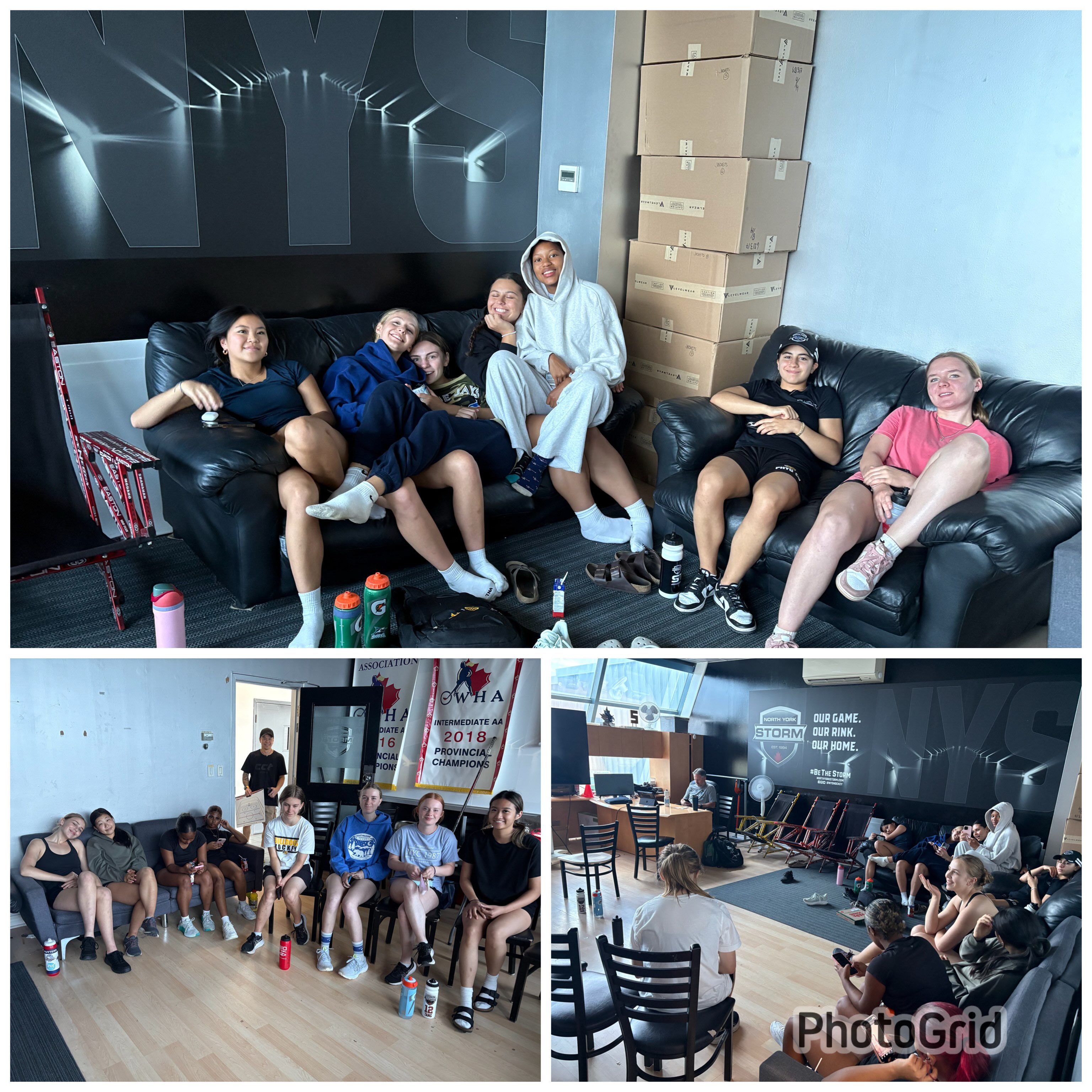 North York Storm U18 A teammates spending time together in the team lounge